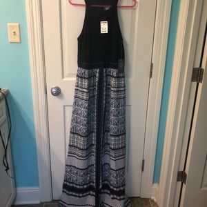 Vince Camuto Navy Tribal Print Maxi Dress